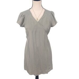 Banana Republic Petite 2P Gray Short Sleeve‎ Wrap Dress Triacetate Tie Waist